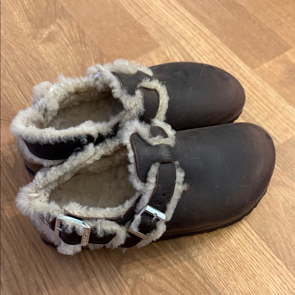 Birkenstock Brown Shearling Lined Clogs